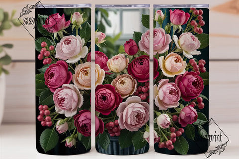 Romantic Rose Bouquet 20oz Tumbler Wrap Sublimation sassyprint 