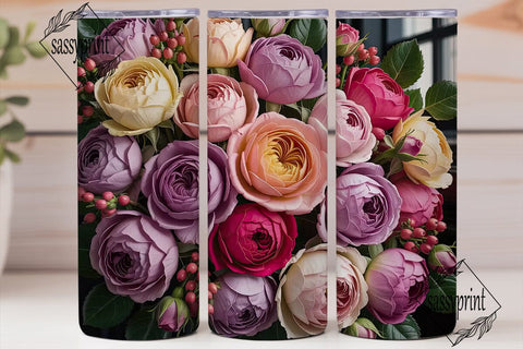 Romantic Rose Bouquet 20oz Tumbler Wrap Sublimation sassyprint 