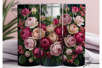 Romantic Rose Bouquet 20oz Tumbler Wrap Sublimation sassyprint 