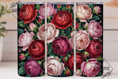 Romantic Rose Garden 20oz Tumbler Wrap Sublimation sassyprint 