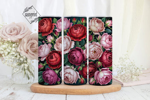 Romantic Rose Garden 20oz Tumbler Wrap Sublimation sassyprint 
