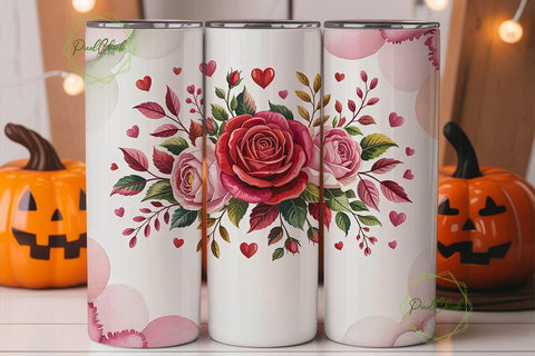 Romantic Rose Heart 20oz Tumbler Wrap Sublimation PixelChick 