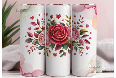 Romantic Rose Heart 20oz Tumbler Wrap Sublimation PixelChick 