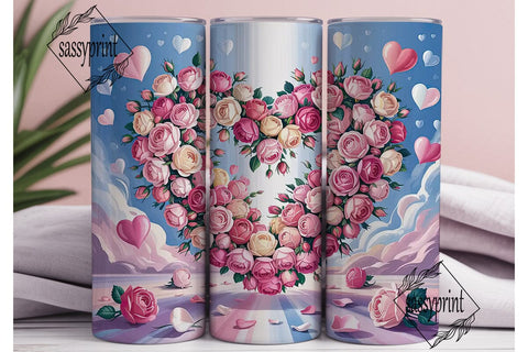 Romantic Rose Heart Tumbler PNG Sublimation sassyprint 