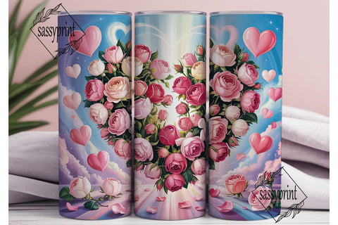 Romantic Rose Heart Tumbler PNG Sublimation sassyprint 