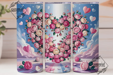 Romantic Rose Heart Tumbler PNG Sublimation sassyprint 