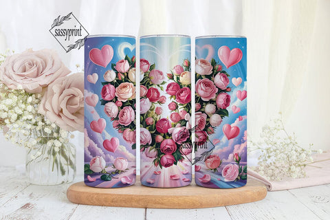 Romantic Rose Heart Tumbler PNG Sublimation sassyprint 