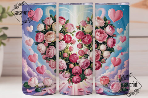 Romantic Rose Heart Tumbler PNG Sublimation sassyprint 
