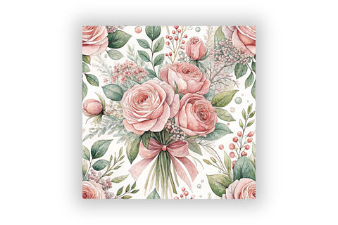 Romantic Rose Wedding Digital Paper, Seamless Watercolor Floral Bundle Pack, Printable Scrapbook Paper, Blush Bridal Design Collection Digital Pattern FloridPrintables 