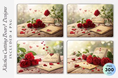 Romantic Roses and Love Letter Cutting Board Sublimation Regulrcrative 