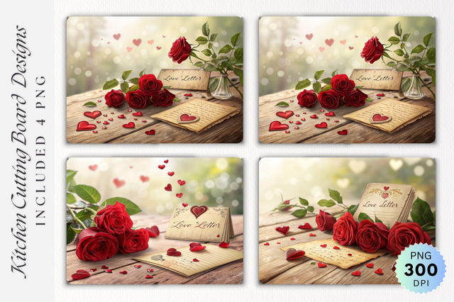Romantic Roses and Love Letter Cutting Board Sublimation Regulrcrative 