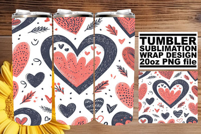 Romantic Sublimation Tumbler Wrap Featuring Heart Patterns Sublimation afrosvg 