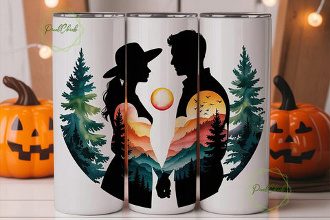 Romantic Sunset Silhouette 20oz Tumbler Sublimation PixelChick 