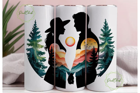 Romantic Sunset Silhouette 20oz Tumbler Sublimation PixelChick 