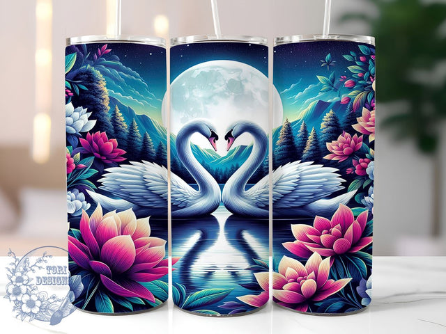 Romantic Swan Couple Tumbler Wrap, Swan Tumbler, Couple Tumbler Wrap, Love Tumbler Design, 20oz Tumbler, Romantic Drinkware, Swan Decor, Wedding Gift Tumbler Sublimation ToriDesigns 