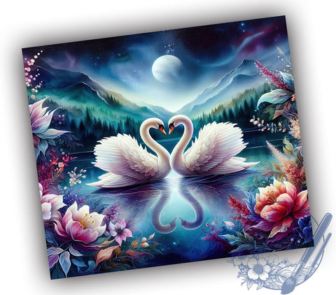 Romantic Swan Couple Tumbler Wrap, Swan Tumbler, Couple Tumbler Wrap, Love Tumbler Design, 20oz Tumbler, Romantic Drinkware, Swan Decor, Wedding Gift Tumbler Sublimation ToriDesigns 