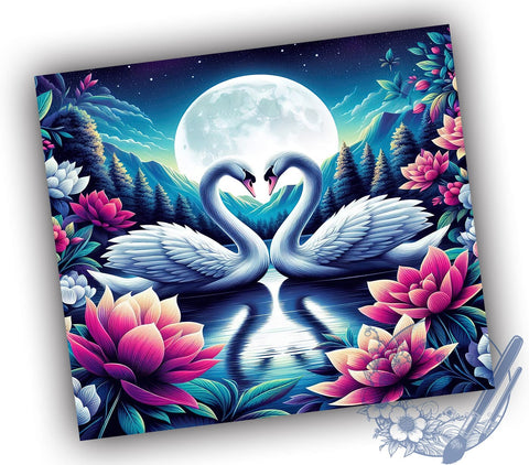 Romantic Swan Couple Tumbler Wrap, Swan Tumbler, Couple Tumbler Wrap, Love Tumbler Design, 20oz Tumbler, Romantic Drinkware, Swan Decor, Wedding Gift Tumbler Sublimation ToriDesigns 