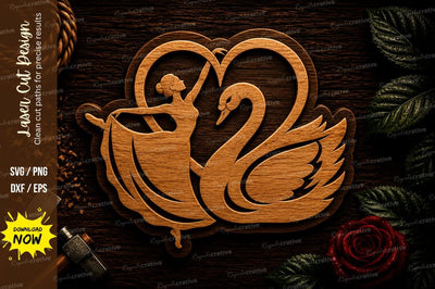 Romantic Swan Heart Love Decor Laser Cut SVG File SVG Regulrcrative 