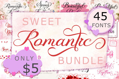 Romantic Sweet Bundle Font Prasetya Letter 