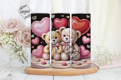 Romantic Teddy Bears Heart 20oz Tumbler Sublimation sassyprint 