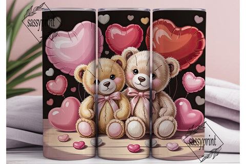 Romantic Teddy Bears Heart 20oz Tumbler Sublimation sassyprint 