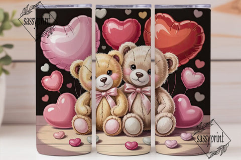 Romantic Teddy Bears Heart 20oz Tumbler Sublimation sassyprint 