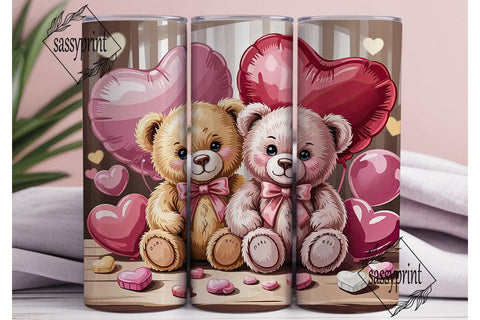 Romantic Teddy Bears Heart 20oz Tumbler Sublimation sassyprint 
