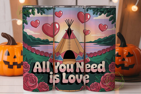 Romantic Teepee Love 20oz Tumbler Wrap Sublimation PixelChick 