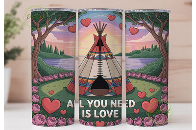Romantic Teepee Love 20oz Tumbler Wrap Sublimation PixelChick 