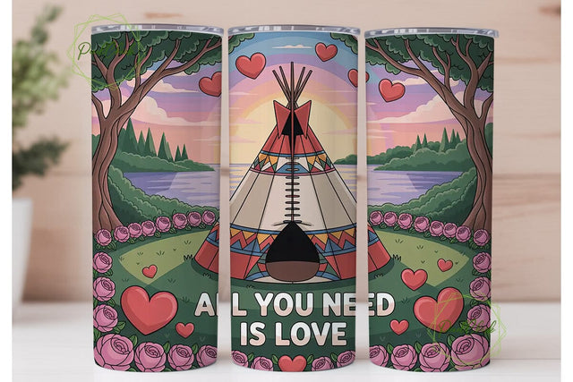 Romantic Teepee Love 20oz Tumbler Wrap Sublimation PixelChick 