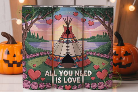 Romantic Teepee Love 20oz Tumbler Wrap Sublimation PixelChick 
