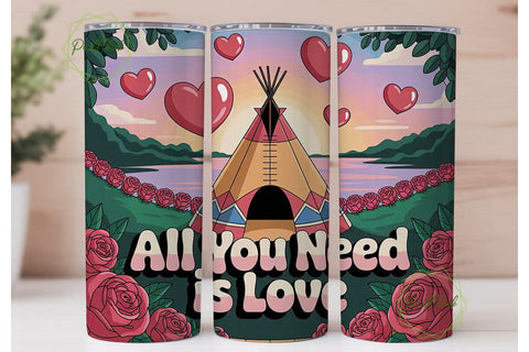 Romantic Teepee Love 20oz Tumbler Wrap Sublimation PixelChick 