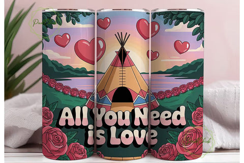 Romantic Teepee Love 20oz Tumbler Wrap Sublimation PixelChick 