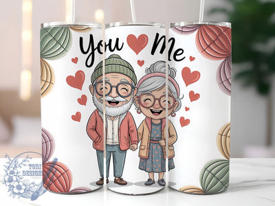 Romantic Valentine Couple Tumbler, Romantic Couple Wrap, Cute Elderly Love Cup, 20oz Sublimation Wrap, Stylish Valentine Design Tumbler, Artistic Couple Heart Cup, Whimsical Love Theme Wrap Sublimation ToriDesigns 
