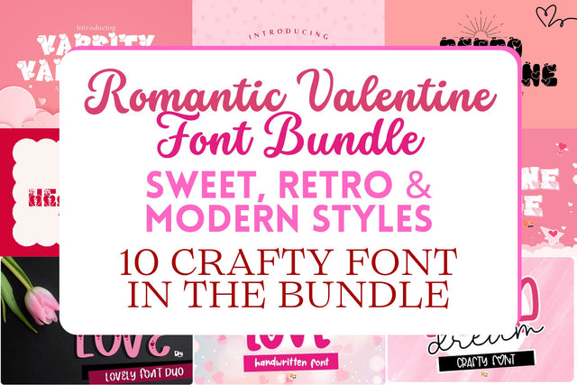 Romantic Valentine Fonts Bundle: Sweet, Retro & Modern Styles Font Dm Letter Studio 