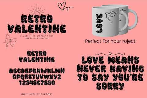 Romantic Valentine Fonts Bundle: Sweet, Retro & Modern Styles Font Dm Letter Studio 