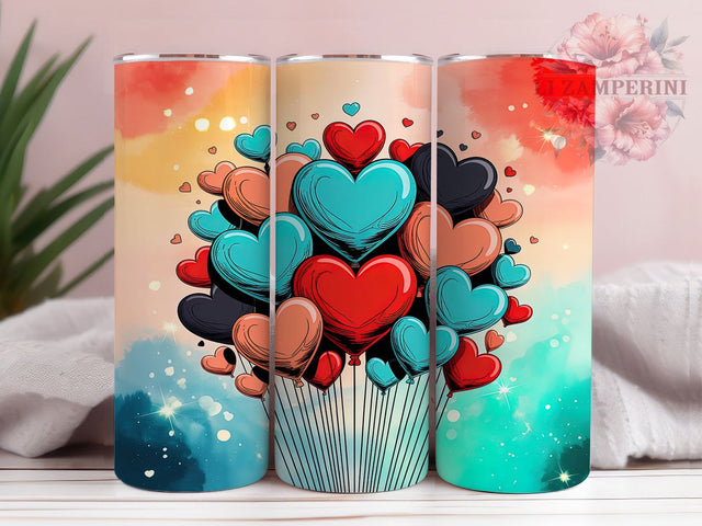 Romantic Valentine Heart Tumbler, Romantic Love Pattern, Cute Holiday Design, 20Oz Sublimation Wrap, Elegant Valentine Art, Heart Motif Texture, Tumbler Sublimation Sublimation Li Zamperini 