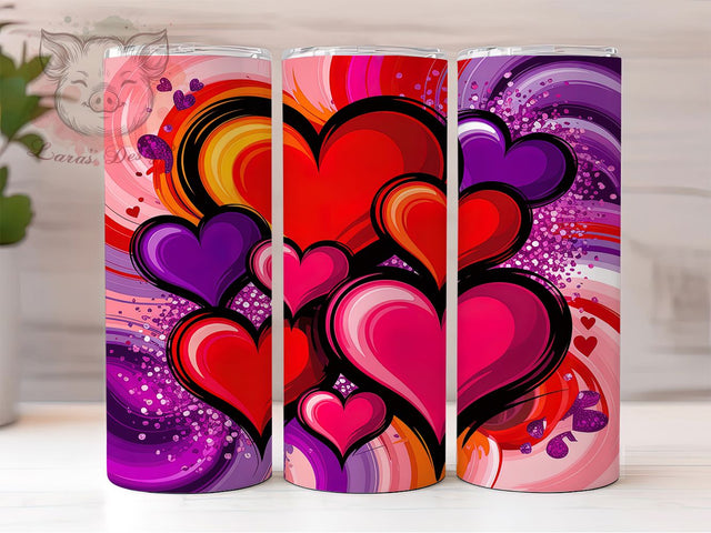 Romantic Valentine Heart Tumbler, Seamless Love Pattern, Romantic Heart Design, 20Oz Sublimation Wrap, Sweet Valentine Art, Festive Heart Texture, Tumbler Sublimation Sublimation Lara' s Designs 