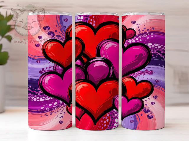 Romantic Valentine Heart Tumbler, Seamless Love Pattern, Romantic Heart Design, 20Oz Sublimation Wrap, Sweet Valentine Art, Festive Heart Texture, Tumbler Sublimation Sublimation Lara' s Designs 