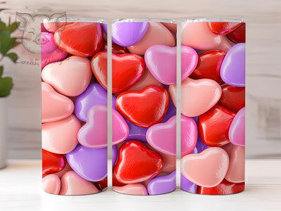 Romantic Valentine Hearts Tumbler, Love Heart Pattern, Romantic Valentine Design, 20Oz Sublimation Wrap, Pink Red Hearts, Cute Valentine Art, Tumbler Sublimation Sublimation Lara' s Designs 
