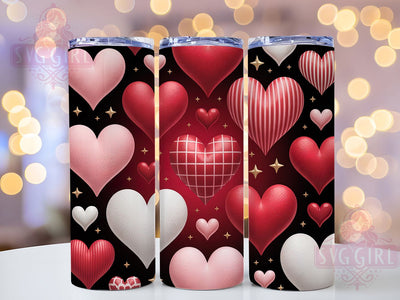 Romantic Valentine Hearts Tumbler, Love Tumbler, Romantic 20oz Wrap, Sublimation Design, Stylish Gift Idea, Heart Wrap, Valentine Tumbler Sublimation SvggirlplusArt 