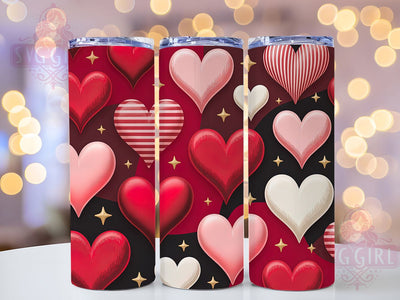 Romantic Valentine Hearts Tumbler, Love Tumbler, Romantic 20oz Wrap, Sublimation Design, Stylish Gift Idea, Heart Wrap, Valentine Tumbler Sublimation SvggirlplusArt 