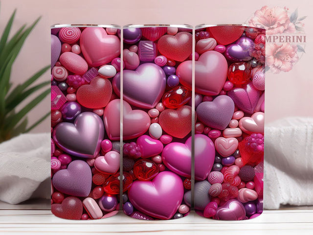 Romantic Valentine Hearts Tumbler, PNG Tumbler Pattern, Romantic Holiday Design, 20Oz Sublimation Wrap, Cute Love Art, Festive Heart Texture, Tumbler Sublimation Sublimation Li Zamperini 