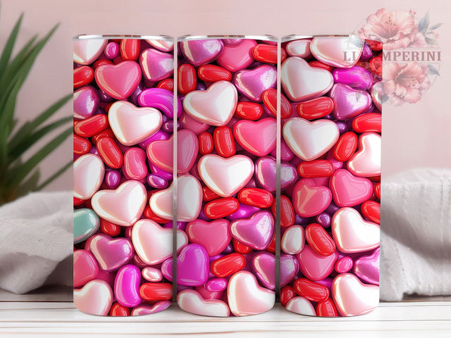 Romantic Valentine Hearts Tumbler, PNG Tumbler Pattern, Romantic Holiday Design, 20Oz Sublimation Wrap, Cute Love Art, Festive Heart Texture, Tumbler Sublimation Sublimation Li Zamperini 