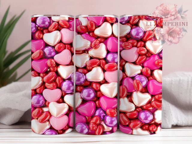 Romantic Valentine Hearts Tumbler, PNG Tumbler Pattern, Romantic Holiday Design, 20Oz Sublimation Wrap, Cute Love Art, Festive Heart Texture, Tumbler Sublimation Sublimation Li Zamperini 
