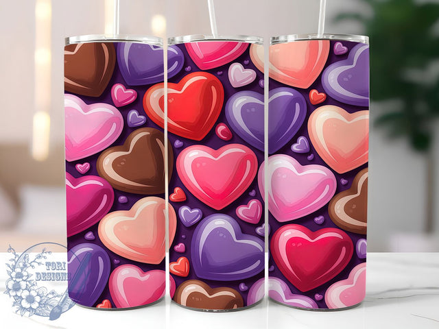 Romantic Valentine Hearts Tumbler, Romantic Heart Pattern, Cute Love Design, 20Oz Sublimation Wrap, Sweet Heart Art, Love Hearts Texture, Tumbler Sublimation Sublimation ToriDesigns 