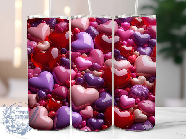 Romantic Valentine Hearts Tumbler, Romantic Heart Pattern, Cute Love Design, 20Oz Sublimation Wrap, Sweet Heart Art, Love Hearts Texture, Tumbler Sublimation Sublimation ToriDesigns 
