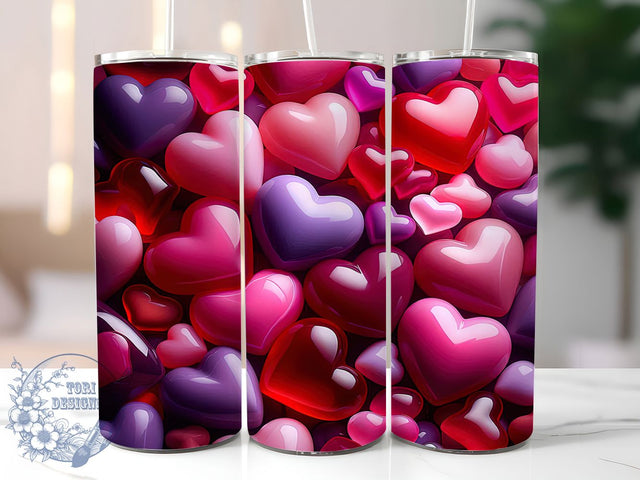 Romantic Valentine Hearts Tumbler, Romantic Heart Pattern, Cute Love Design, 20Oz Sublimation Wrap, Sweet Heart Art, Love Hearts Texture, Tumbler Sublimation Sublimation ToriDesigns 