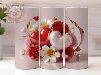 Romantic Valentine Hearts Tumbler, Romantic Heart Wrap, Love Day Cup, 20oz Sublimation Wrap, Stylish Valentine Design Tumbler, Artistic Heart Cup, Whimsical Love Theme Wrap Sublimation Lara' s Designs 
