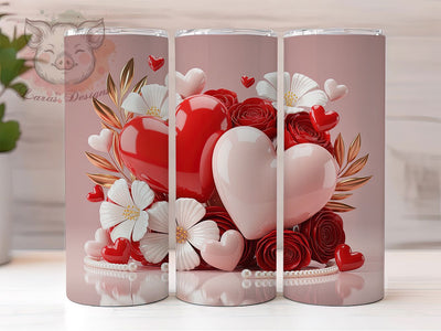 Romantic Valentine Hearts Tumbler, Romantic Heart Wrap, Love Day Cup, 20oz Sublimation Wrap, Stylish Valentine Design Tumbler, Artistic Heart Cup, Whimsical Love Theme Wrap Sublimation Lara' s Designs 